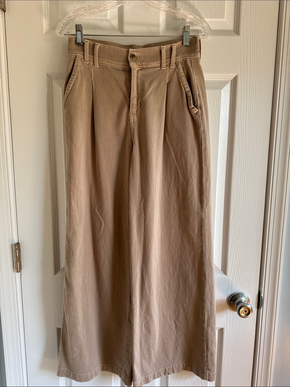 AE tan wide leg high rise trousers